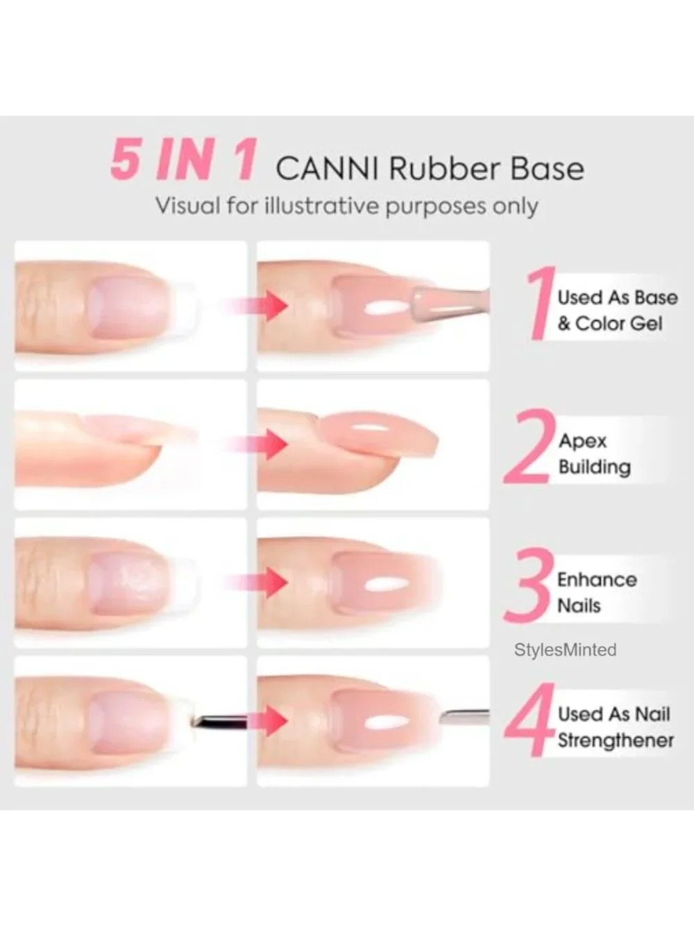 Rubber Base Gel Nail Polish Set - 6 Bottles, 9ml Each, Soak Off LED DIY